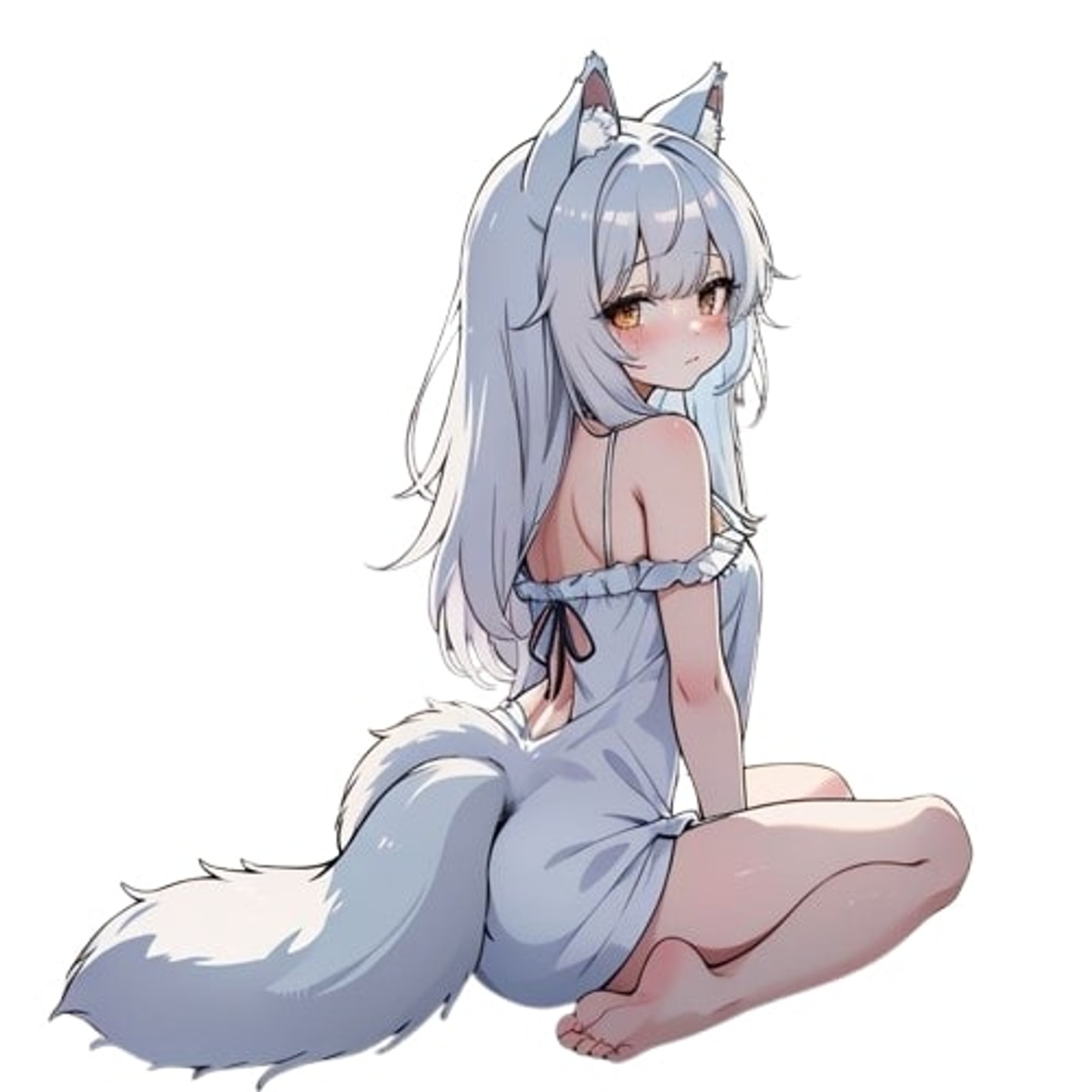 fluffy wolf girl, anime furry werewolf